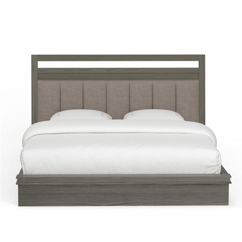 Pemberly Row Contemporary Wood Queen Platform Bed in Moonstone Gray