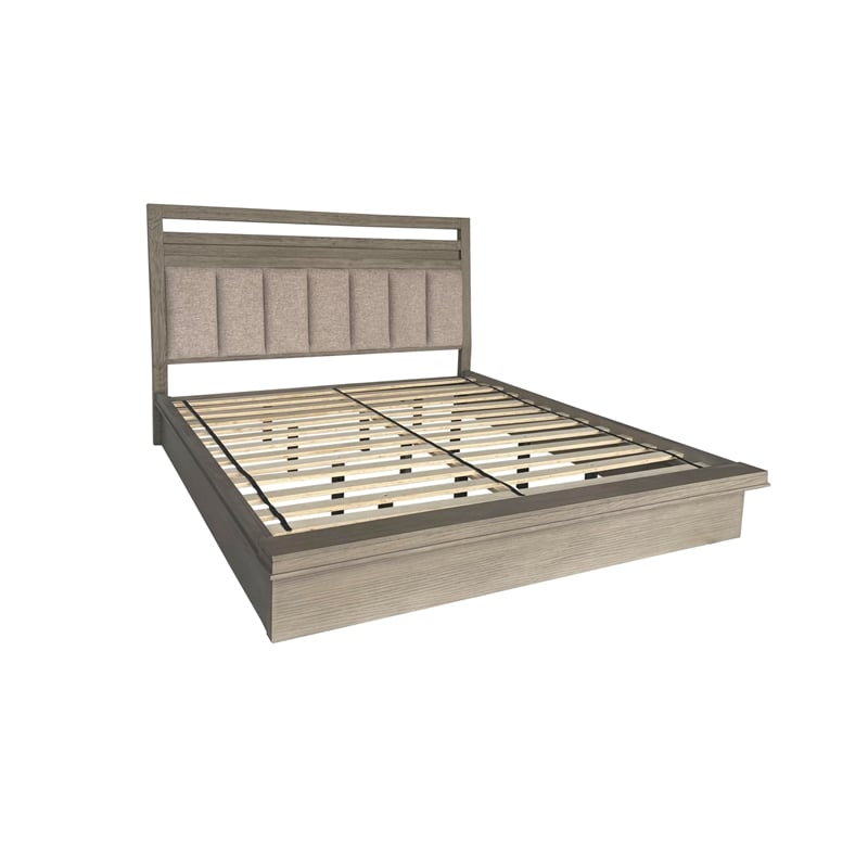 Pemberly Row Contemporary Wood King Platform Bed in Moonstone Gray