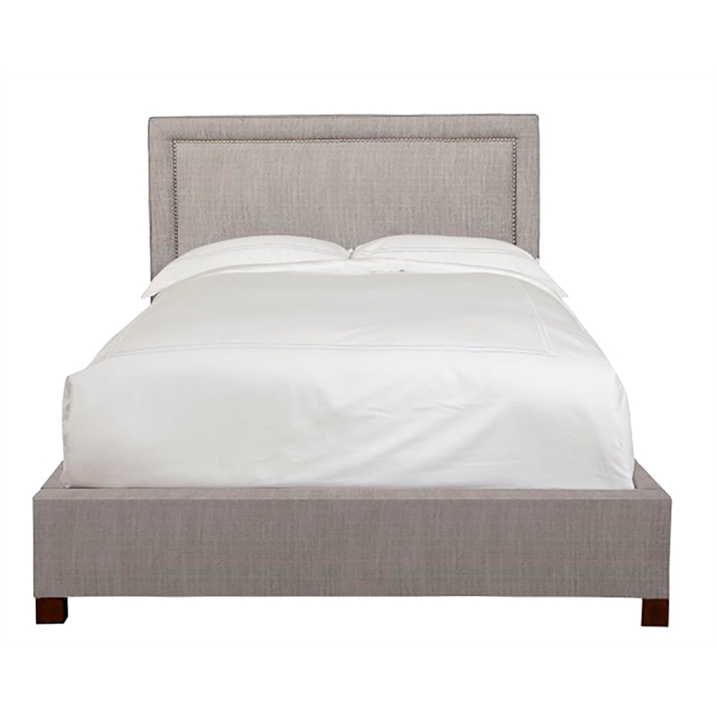 Pemberly Row Traditional Fabric Queen Bed in Cork Taupe Finish