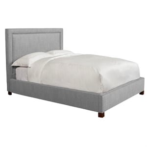 Pemberly Row Traditional Fabric Queen Bed in Mineral Gray Finish