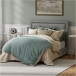 Pemberly Row Traditional Fabric Queen Bed in Mineral Gray Finish