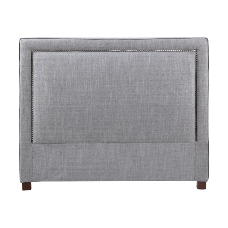 Pemberly Row Traditional Fabric Queen Bed in Mineral Gray Finish