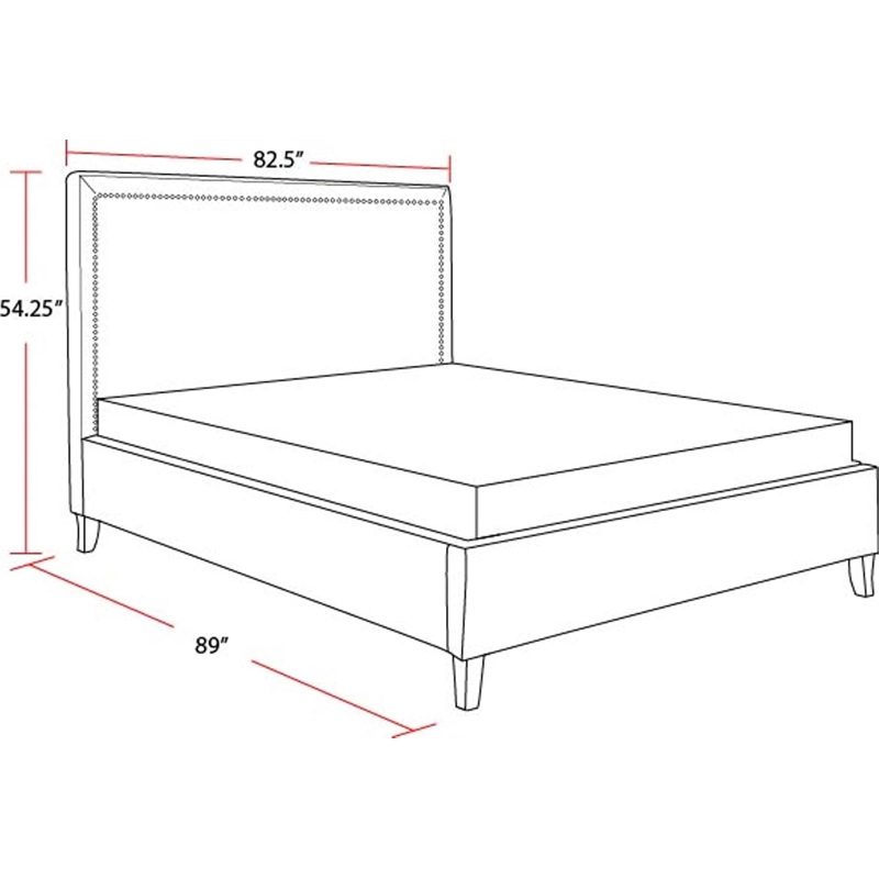 Pemberly Row Traditional Fabric King Bed in Mineral Gray Finish