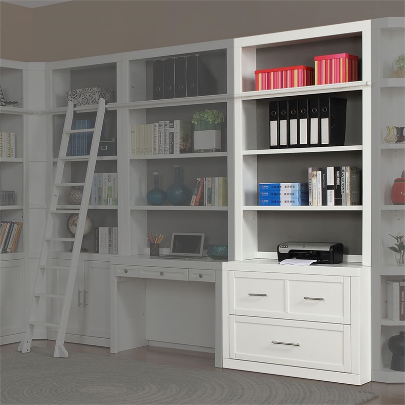 Pemberly Row Farmhouse Wood Lateral File and Hutch in White Finish