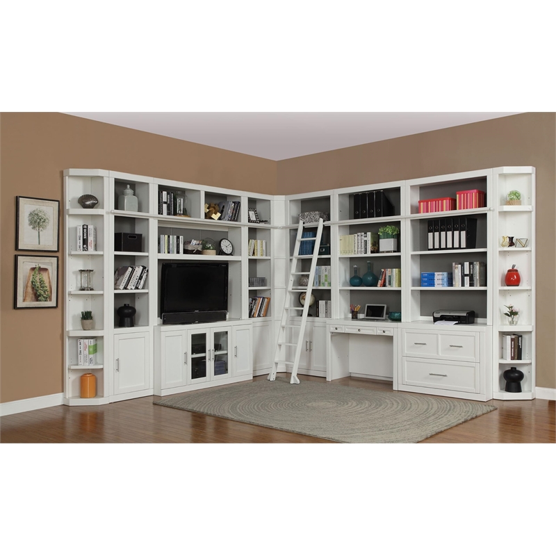 Pemberly Row Farmhouse Wood Lateral File and Hutch in White Finish