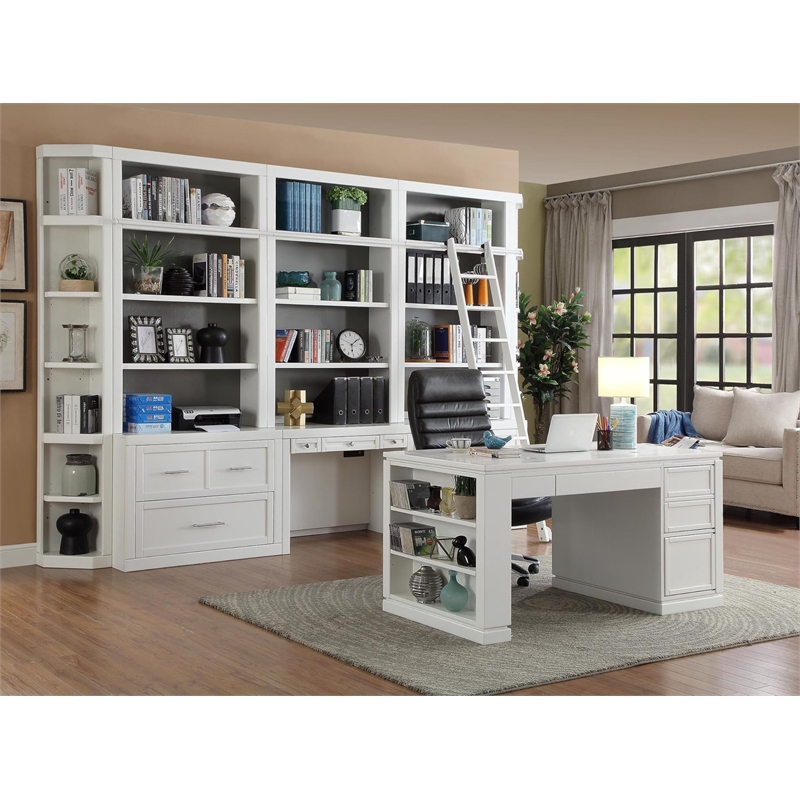 Pemberly Row Farmhouse Wood Lateral File and Hutch in White Finish