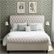 Pemberly Row Traditional Fabric Queen Bed in Crepe Beige Finish