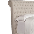 Pemberly Row Traditional Fabric Queen Bed in Crepe Beige Finish
