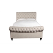 Pemberly Row Traditional Fabric King Bed in Crepe Beige Finish