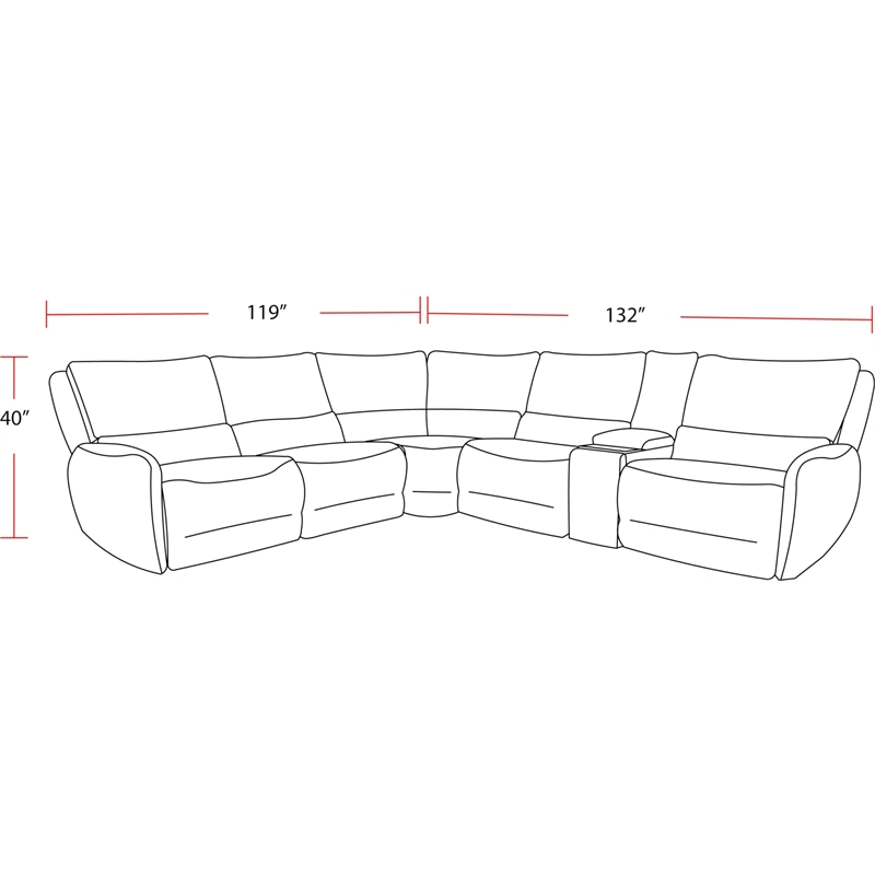 Pemberly Row Contemporary Fabric Reclining Sectional in Gray