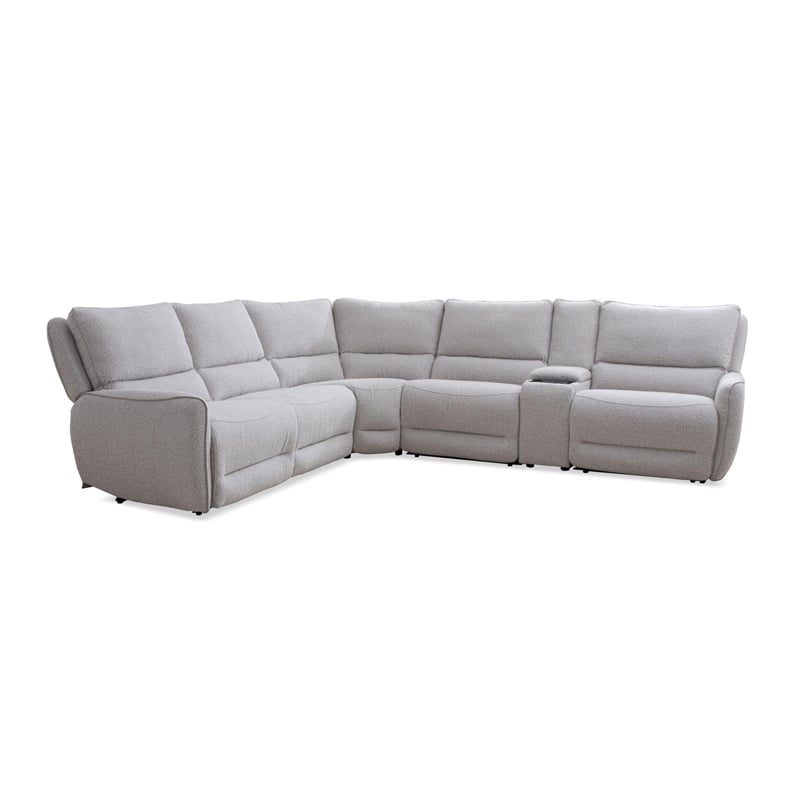 Pemberly Row Contemporary Fabric Reclining Sectional in Gray