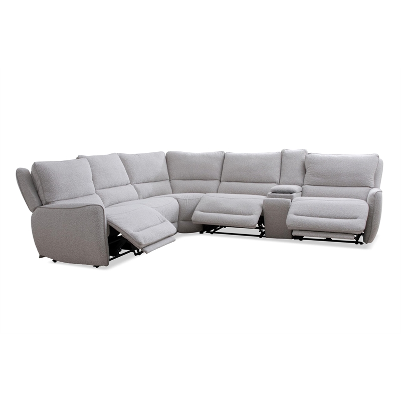 Pemberly Row Contemporary Fabric Reclining Sectional in Gray