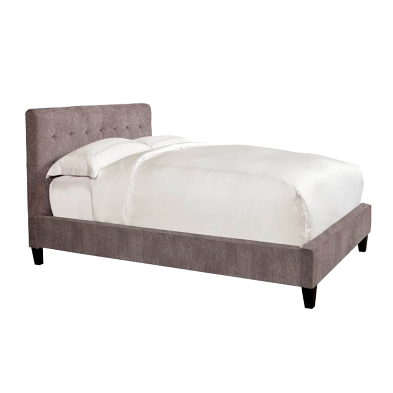 Pemberly Row Traditional Fabric King Bed in Cornflower Gray Finish