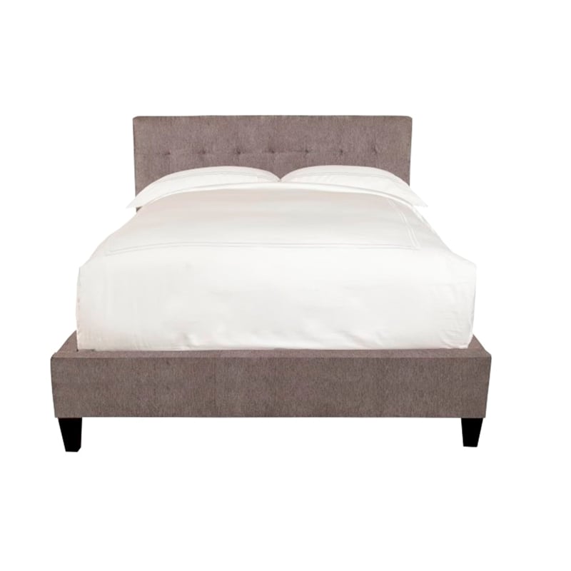 Pemberly Row Traditional Fabric King Bed in Cornflower Gray Finish