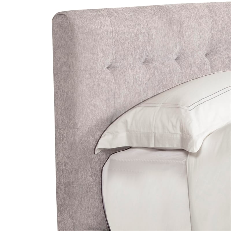 Pemberly Row Traditional Fabric King Bed in Porcelain Taupe Finish