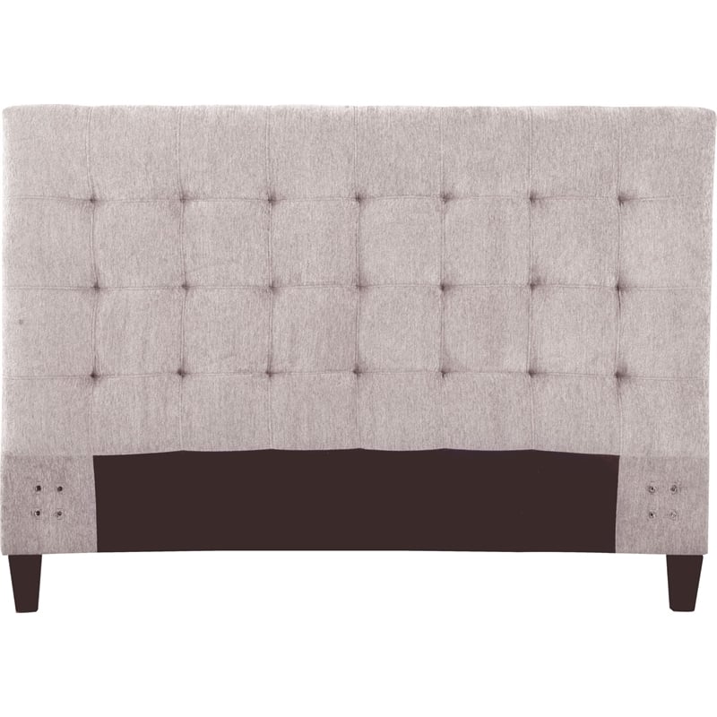 Pemberly Row Traditional Fabric King Bed in Porcelain Taupe Finish