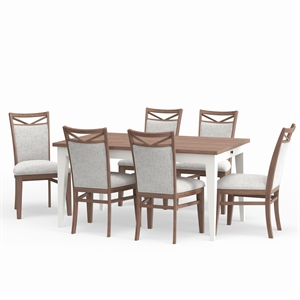 Pemberly Row Contemporary 7 Piece Wood Table & Dining Chairs in White