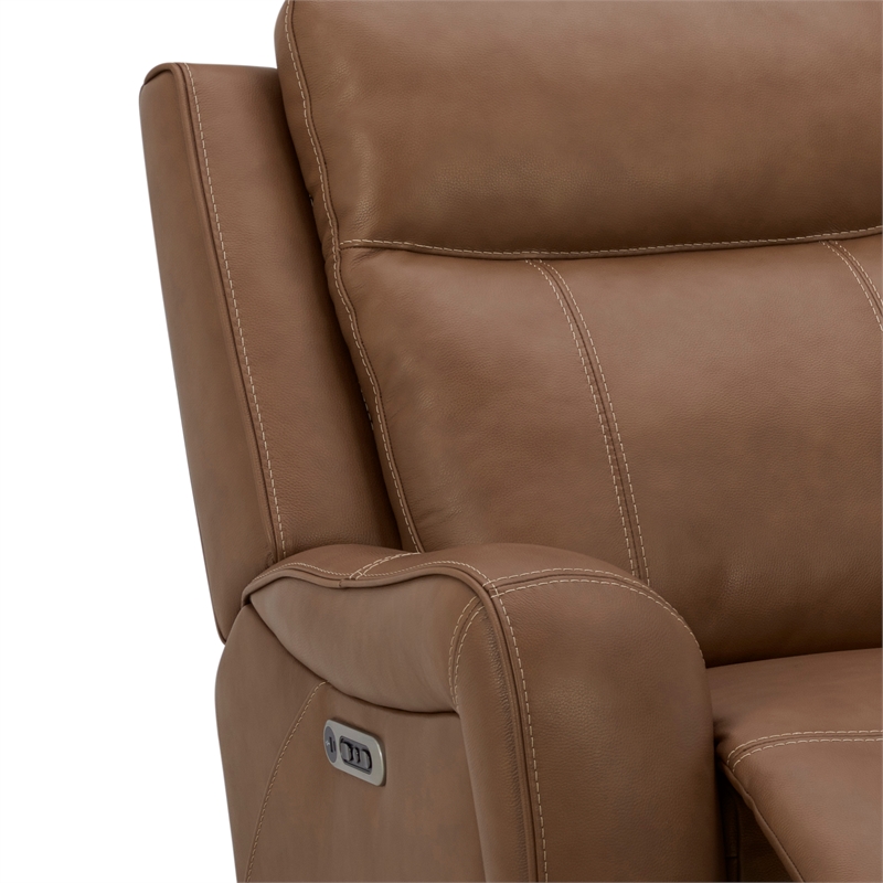 Pemberly Row Contemporary Leather Butternut Power Reclining Sofa P2