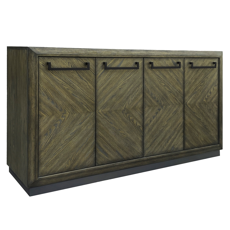 Pemberly Row Contemporary Engineered Wood Dining Sideboard in Brown