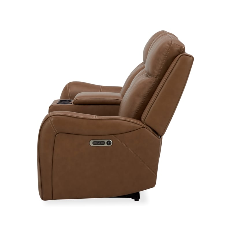 Pemberly Row Contemporary Butternut Power Reclining Console Loveseat P2