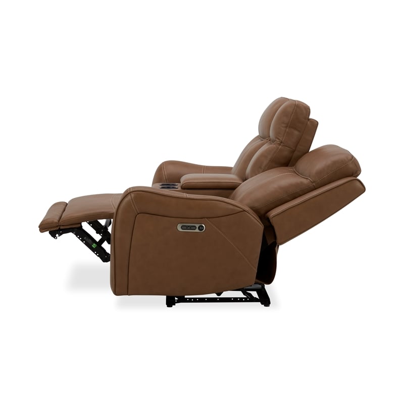 Pemberly Row Contemporary Butternut Power Reclining Console Loveseat P2