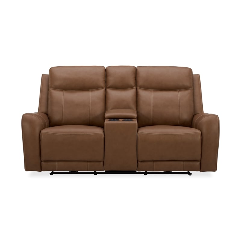 Pemberly Row Contemporary Butternut Power Reclining Console Loveseat P2