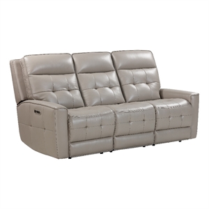 Pemberly Row Contemporary Pewter Power Reclining Zero Gravity Sofa P2