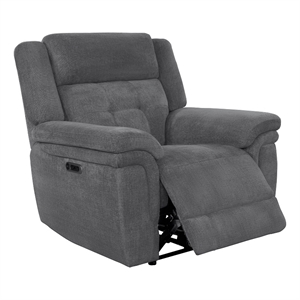 Pemberly Row Contemporary Fabric Bristol Grey Power Recliner P2