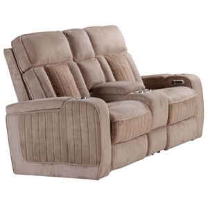Pemberly Row Contemporary Mushroom Power Reclining Console Loveseat P2