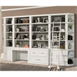 Pemberly Row Contemporary Engineered Wood 9 Piece Library Wall in White