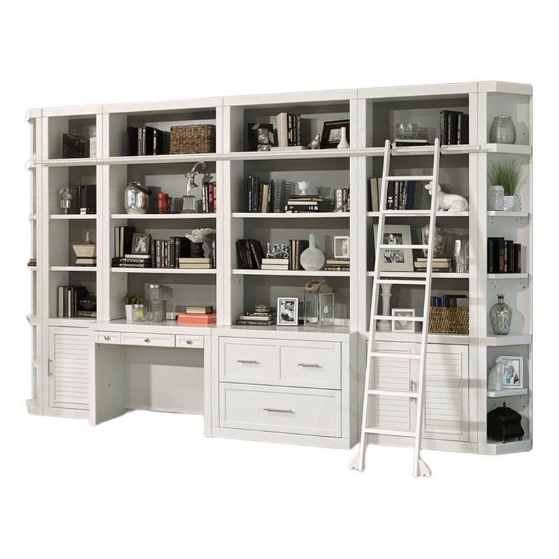 Pemberly Row Contemporary Engineered Wood 9 Piece Library Wall in White