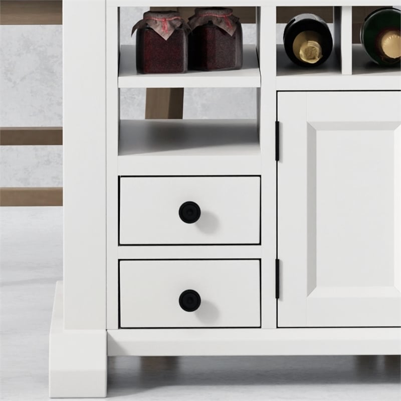 Pemberly Row Contemporary Island Counter Height Table with 6 chairs