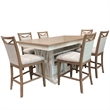Pemberly Row Contemporary Island Counter Height Table with 6 chairs