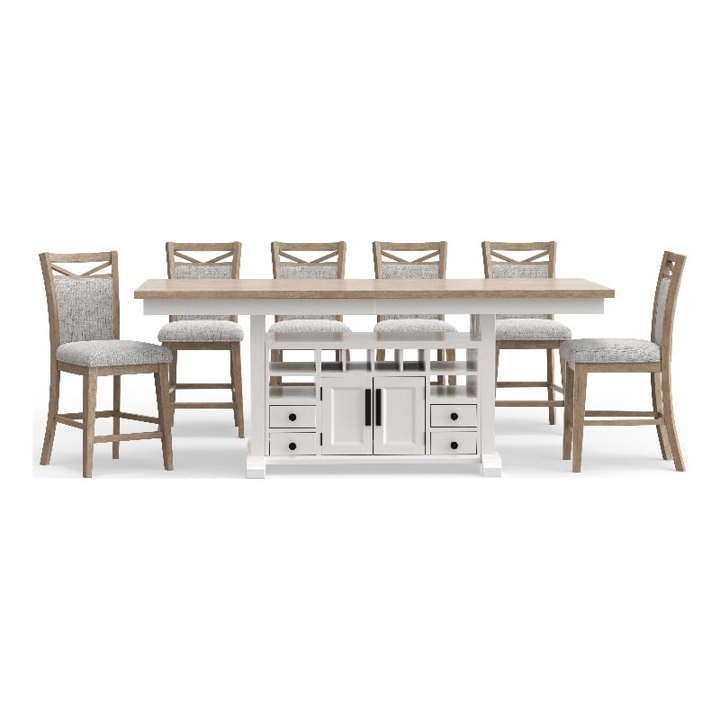 Pemberly Row Contemporary Island Counter Height Table with 6 chairs