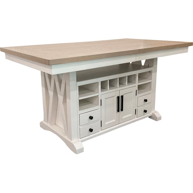 Pemberly Row Contemporary Island Counter Height Table with 8 chairs
