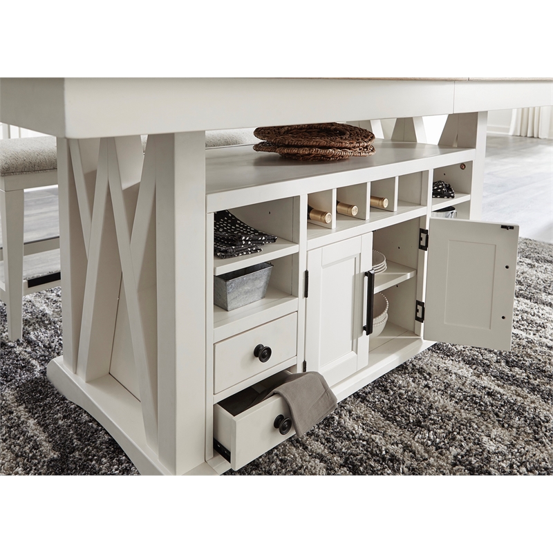 Pemberly Row Contemporary Island Counter Height Table with 8 chairs