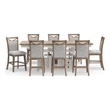 Pemberly Row Contemporary Island Counter Height Table with 8 chairs