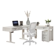 Pemberly Row Contemporary Engineered Wood White L-Shape Desk with Lateral File