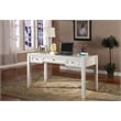 Pemberly Row Contemporary Engineered Wood L-Shape Desk with Hutch in White