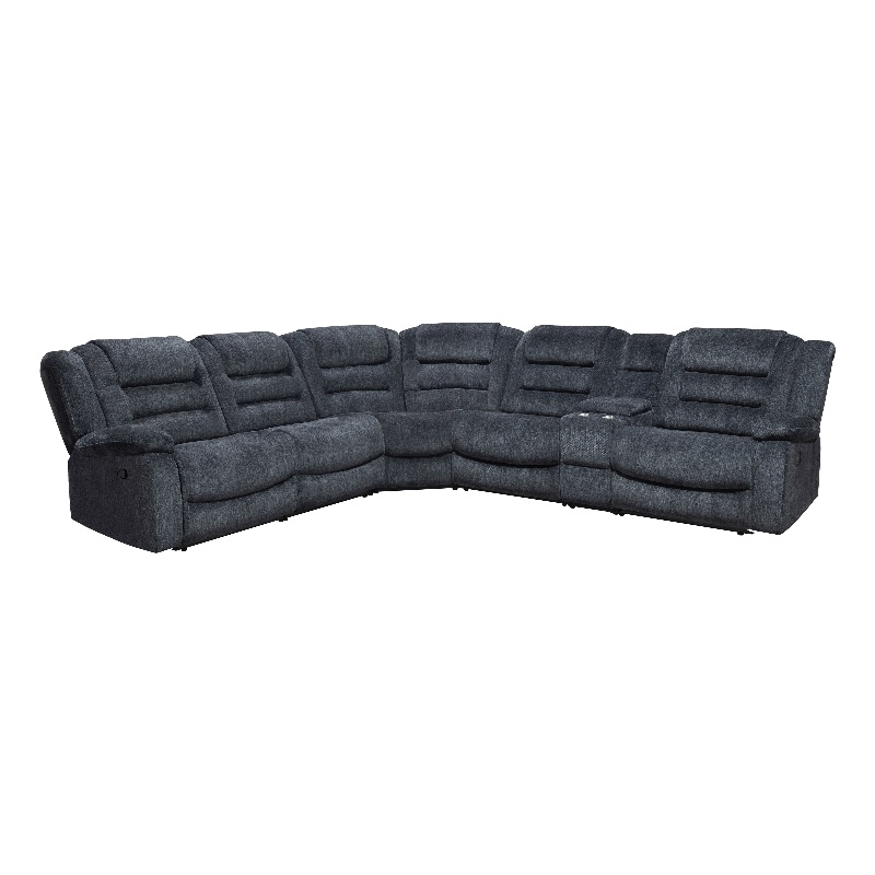 Pemberly Row Contemporary Misty Storm 6 Piece Reclining Sectional