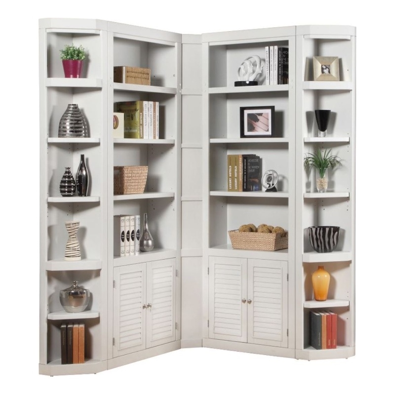 Pemberly Row Contemporary 5 Piece L-Shape Corner Bookcase Wall
