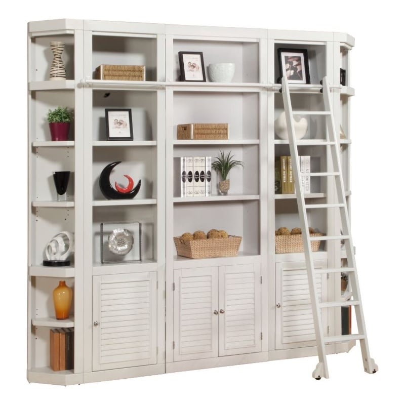 Pemberly Row Contemporary 6 Piece Library Wall with Corner Bookcases