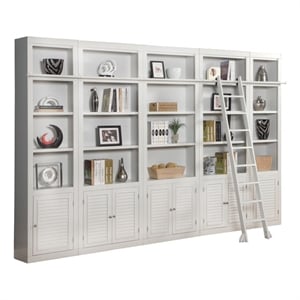 Pemberly Row Contemporary Engineered Wood White 6 Piece Library Wall Unit