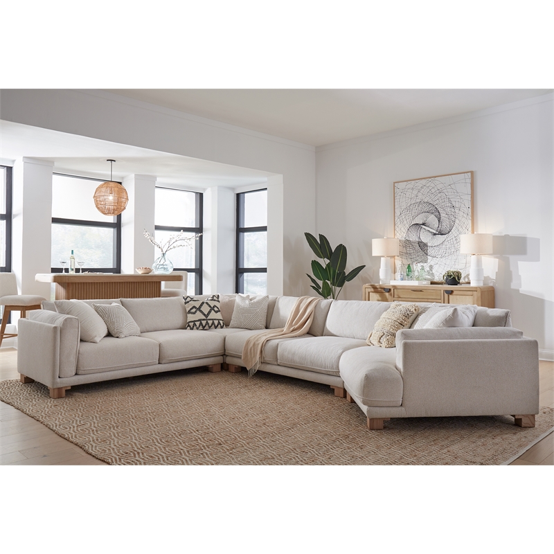 Pemberly Row Contemporary Mirage Mist 4 Piece Modular Sectional