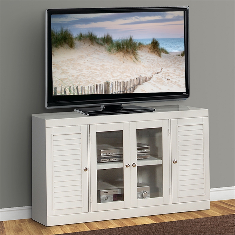 Pemberly Row Contemporary Engineered Wood White 7 Piece Entertainment Wall