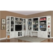 Pemberly Row Contemporary Engineered Wood White 13 Piece Corner Library Wall