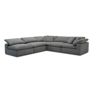 Pemberly Row Contemporary Mathis Thunder 5 Piece Modular Sectional