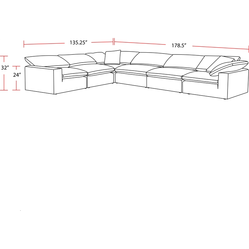 Pemberly Row Contemporary Mathis Thunder 6 Piece Modular Sectional