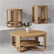 Pemberly Row Contemporary Engineered Wood Brown 3 Piece Occasional Table Set