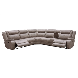 Pemberly Row Contemporary Desert Taupe 6 Piece Reclining Sectional